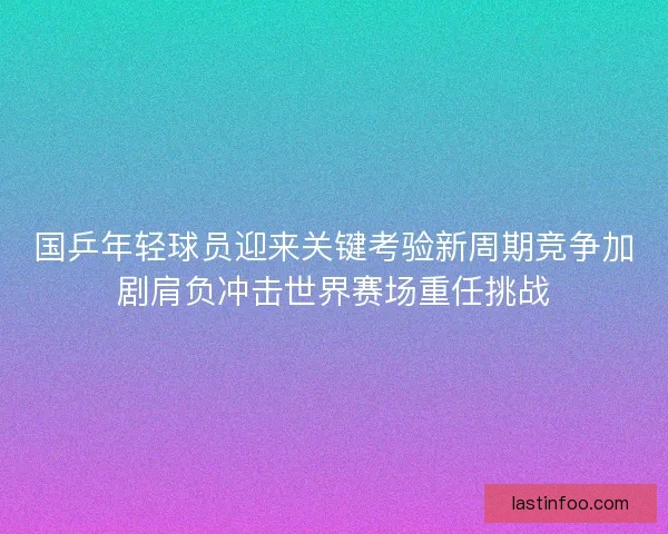 国乒年轻球员迎来关键考验新周期竞争加剧肩负冲击世界赛场重任挑战